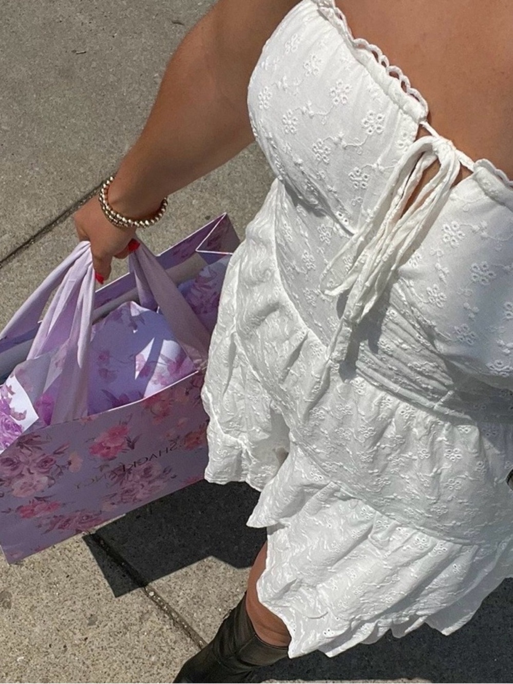 Lulu's Strapless Eyelet Lace Romper